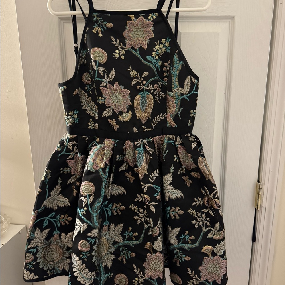 Floral Embroidered Black Dress